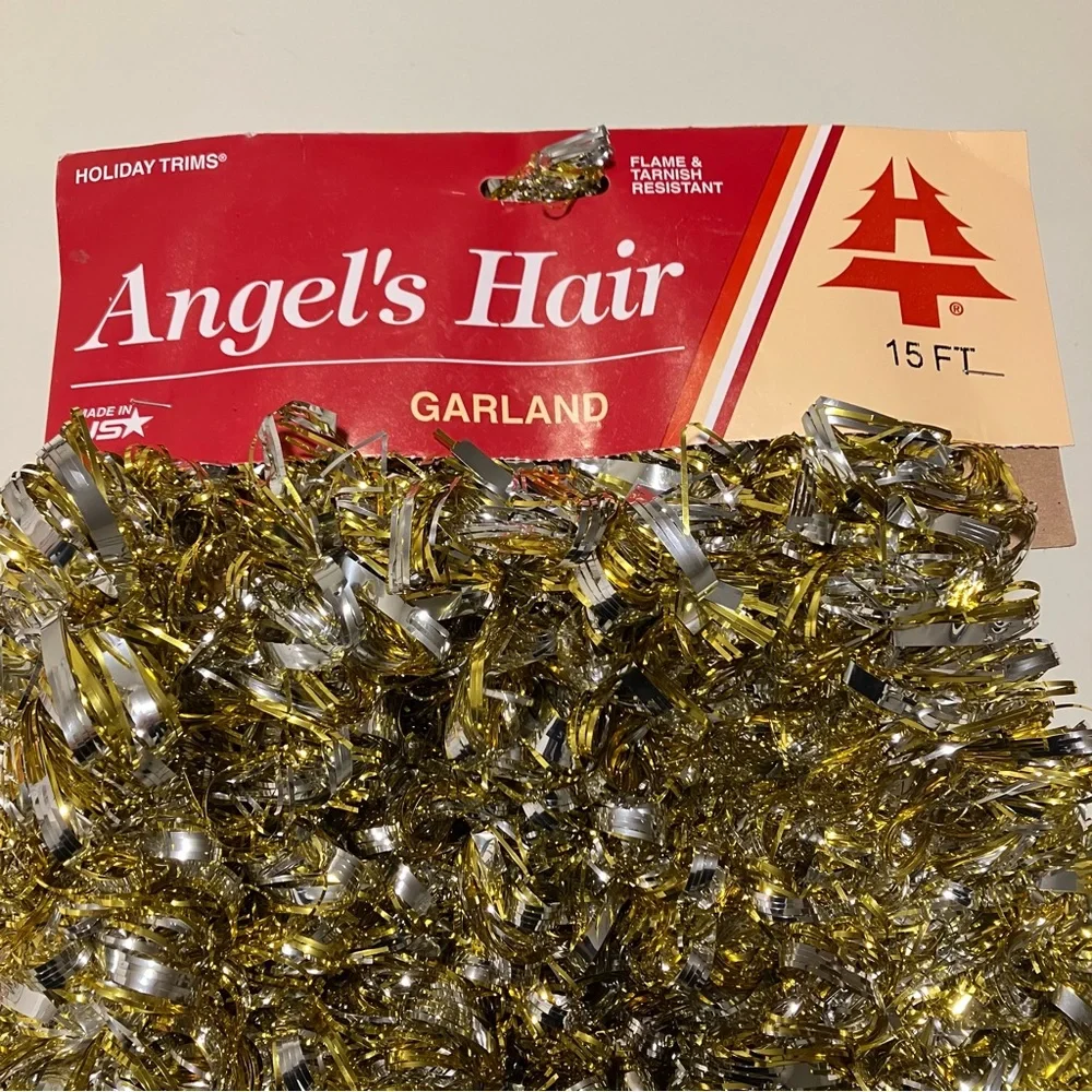 Vintage NEW Holiday Trims Angel's Hair Gold & Silver Garland